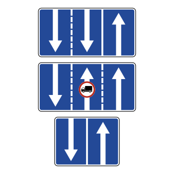 Дорожный знак 5.15.7 «Направление движения по полосам» (металл 0,8 мм, III типоразмер: 900х1800 мм, С/О пленка: тип А инженерная)